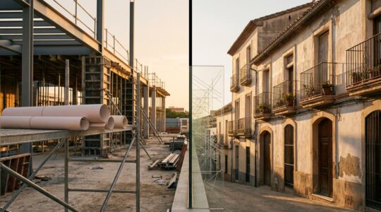 Comparación visual entre vivienda nueva y usada con documentos fiscales