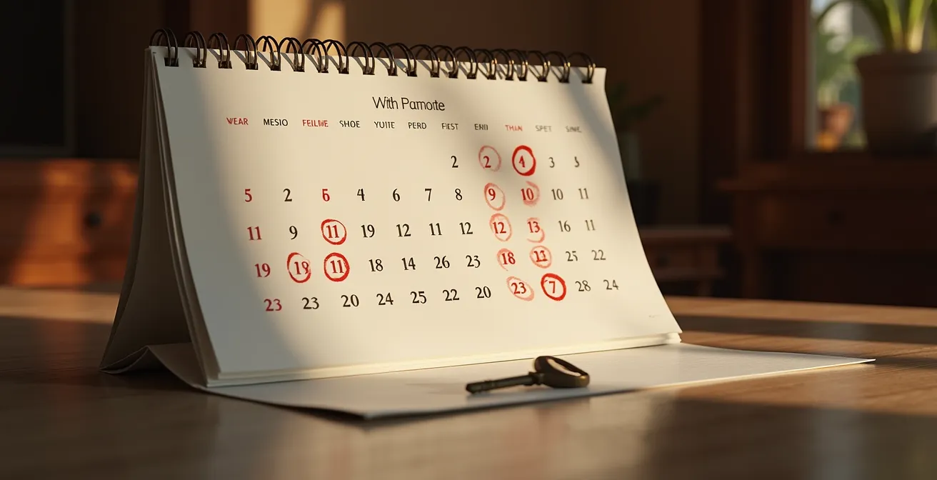 Calendario marcado mostrando el período de franquicia del seguro de impago de alquiler