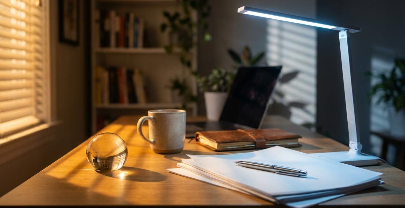 Iluminación natural y artificial adaptada al ciclo circadiano en oficina doméstica