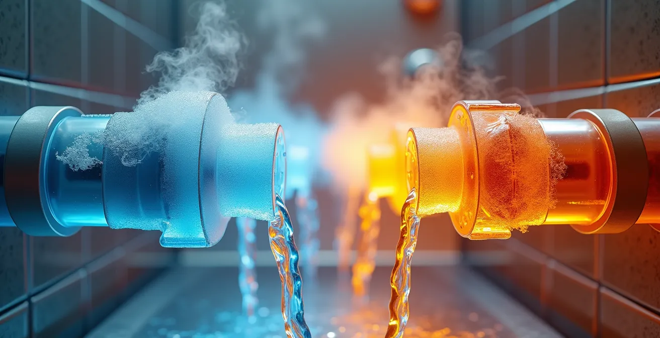 Sistema de intercambiador de calor para aguas grises instalado bajo ducha en vivienda española