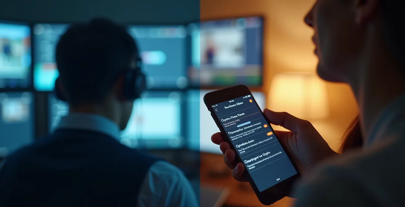 Comparación visual del proceso de verificación de una alarma por una Central Receptora de Alarmas profesional frente a la autogestión de un propietario con su smartphone.